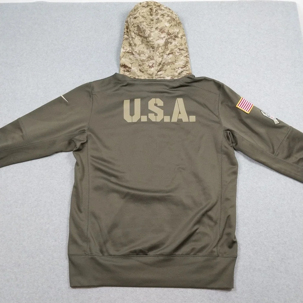 Denver Broncos Hoodie Mens Medium Green Nike Salute To Service Camo Patches
